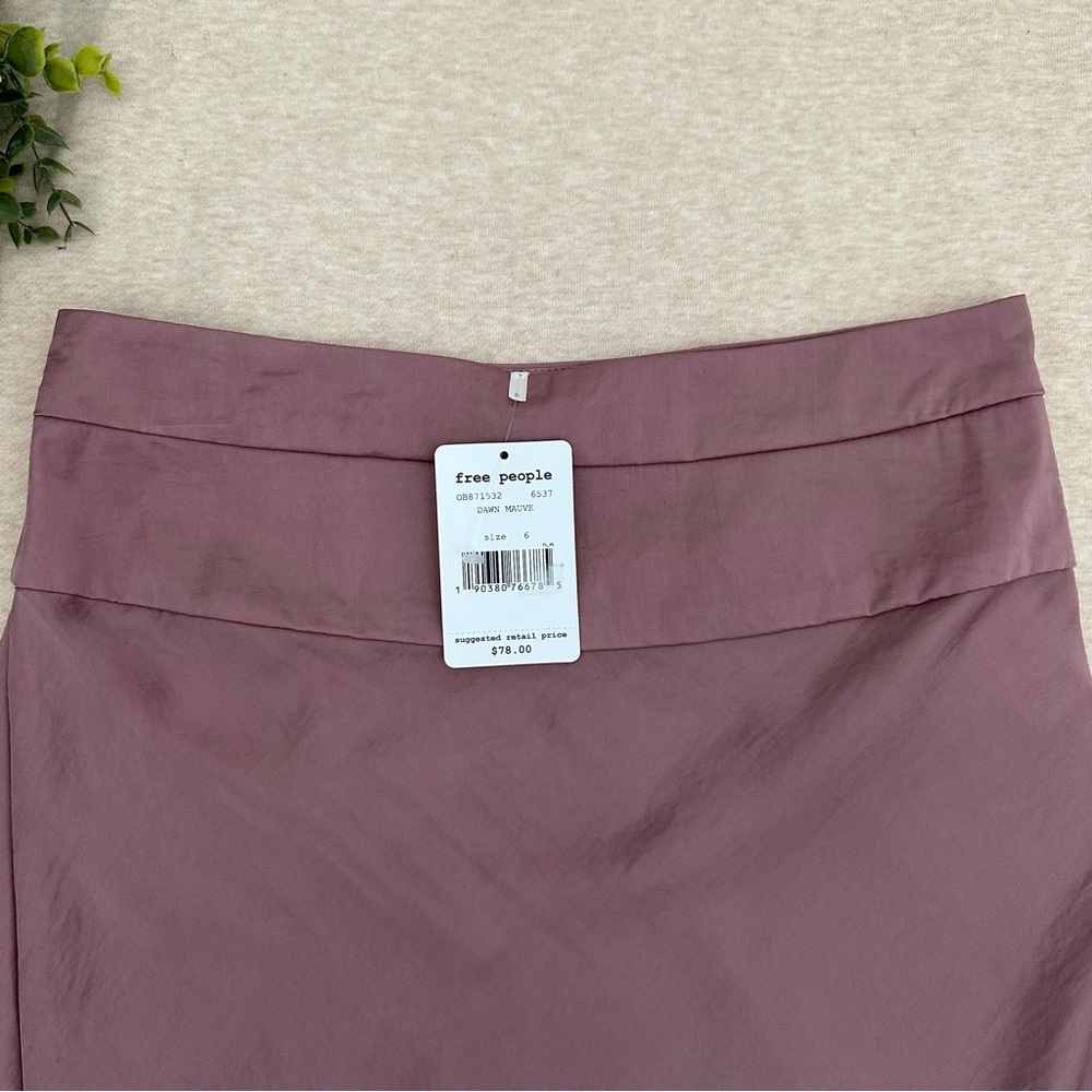 Free People Women’s Pink Satin Boho Runway Low Rise Polyester Skirt Size 6 - Picture 9 of 10